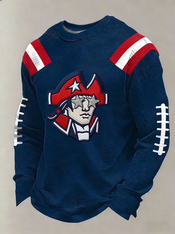 Men's Football Waffle Fabric Long-sleeved T-shirt