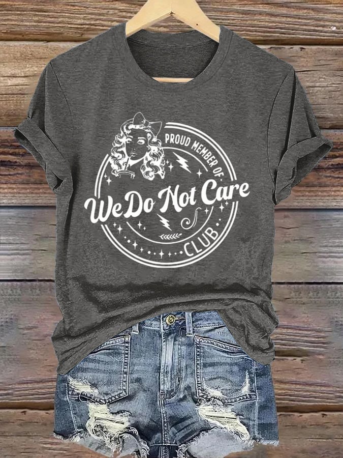 Women's Round-Neck Retro Funny Proud Member Of WDNC Club We Do Not Care Menopause Perimenopause Print T-Shirt