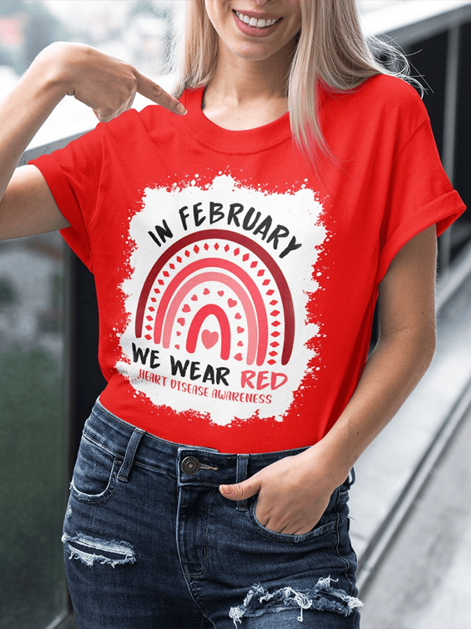 Women's Heart Disease Awareness Print T-shirt