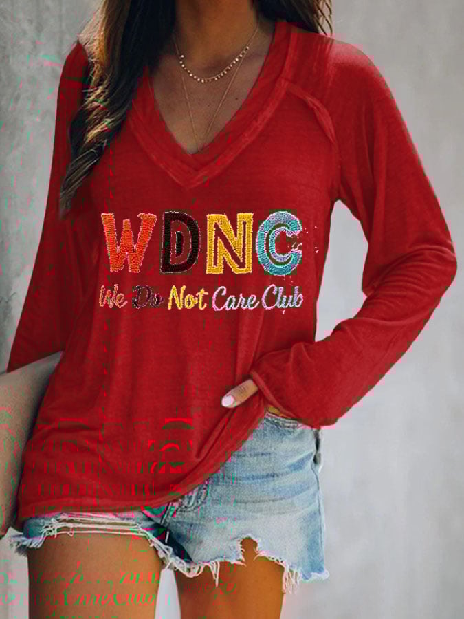 Women's V-neck Retro Funny Proud Member Of WDNC Club Menopause Perimenopause Print T-Shirt