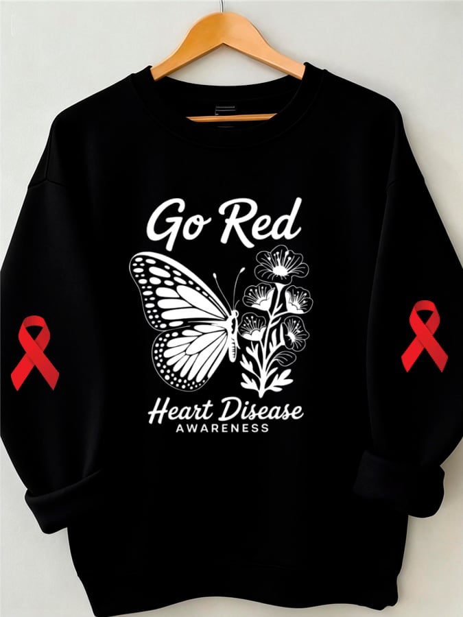 Women's Bella Canvas Go Red Heart Disease Awareness Sweatshirt