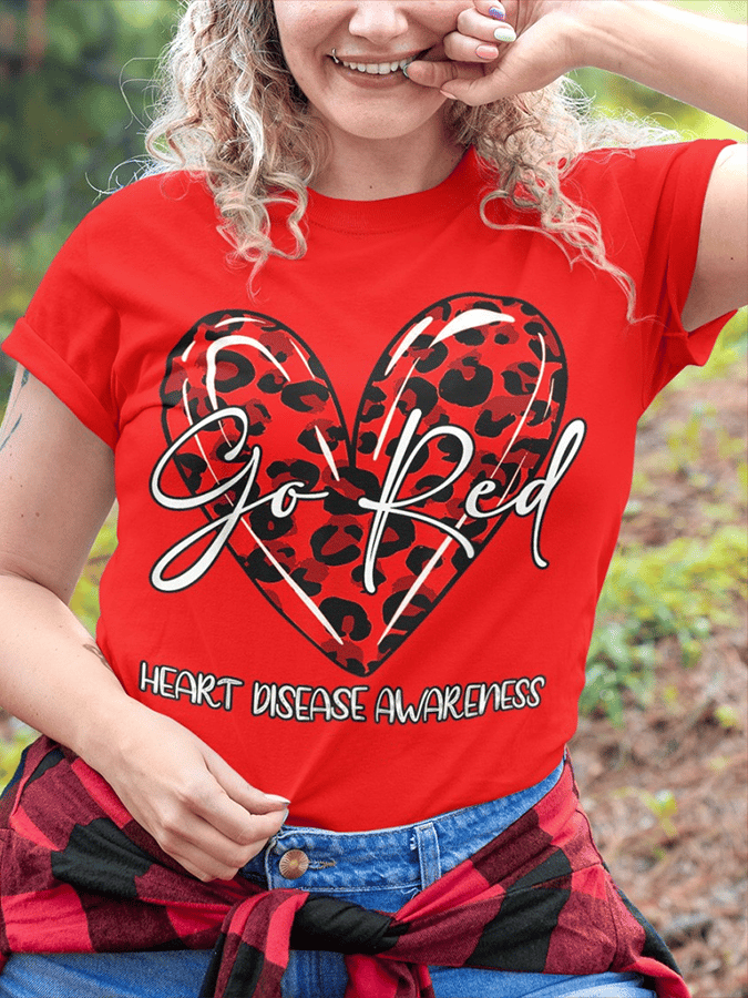 Women's Heart Disease Awareness Print T-shirt