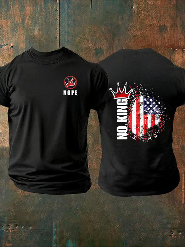 🔥Buy 3 Get 15% Off🔥Men's NOPE No King American Flag Print T-Shirt