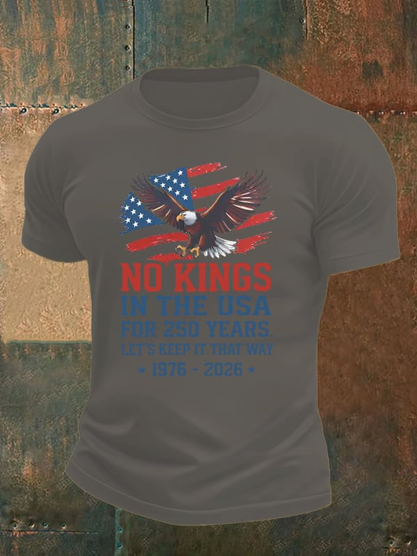 🔥Buy 3 Get 15% Off🔥Men's No Kings USA Patriotic Tee ,250 Years of Democracy printed T-shirt