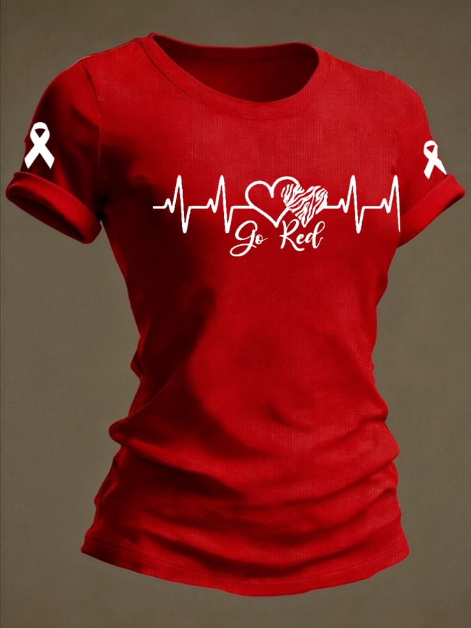 Women's go red Print Casual T-Shirt