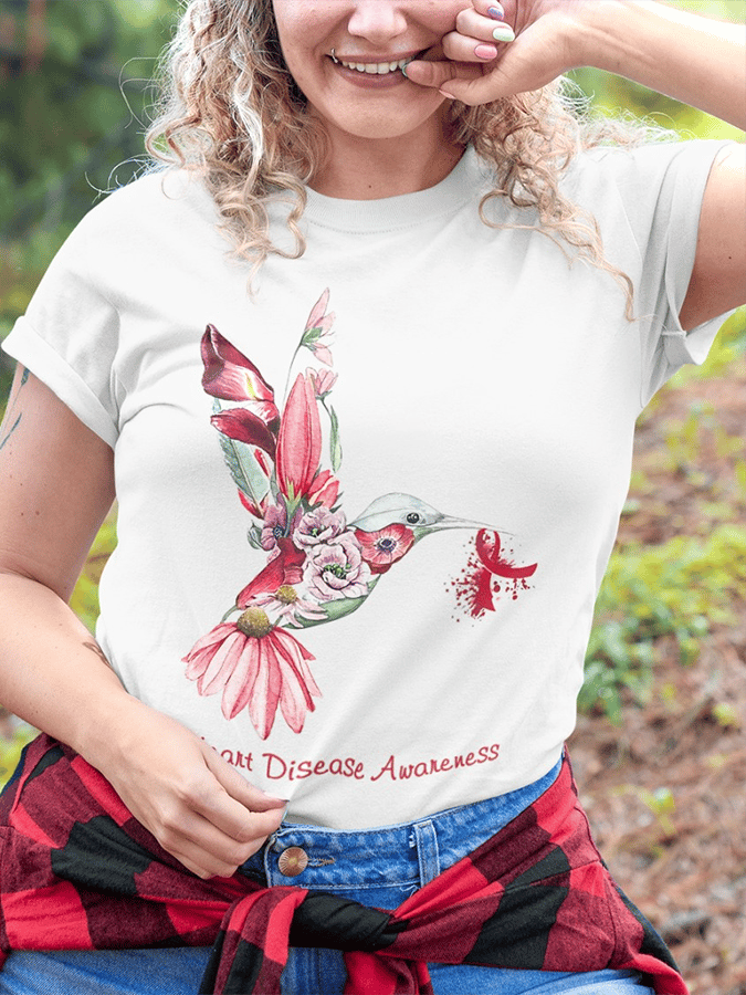 Women's Heart Disease Awareness Print T-shirt
