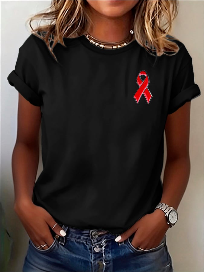 Women's Heart Disease Awareness Print T-shirt