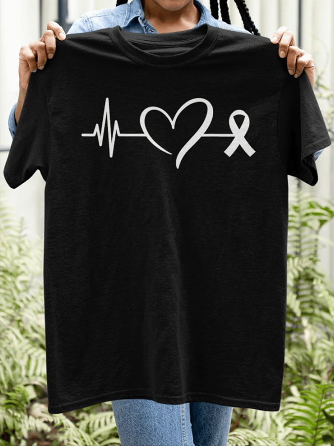 Women's Heart Disease Awareness Print T-shirt