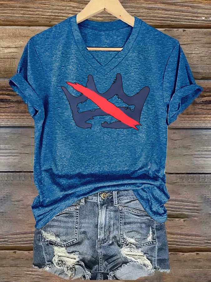 🔥Buy 3 Get 15% Off🔥V-neck Women's America has no kings Printed Casual T-Shirt