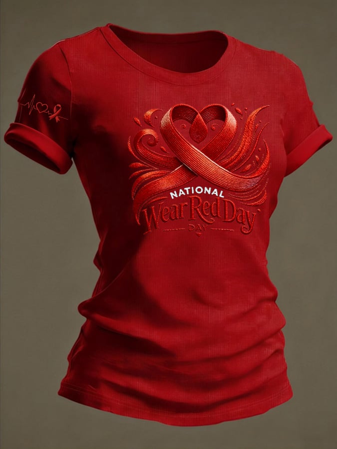 Women's Heart Disease Awareness Crewneck T-shirt