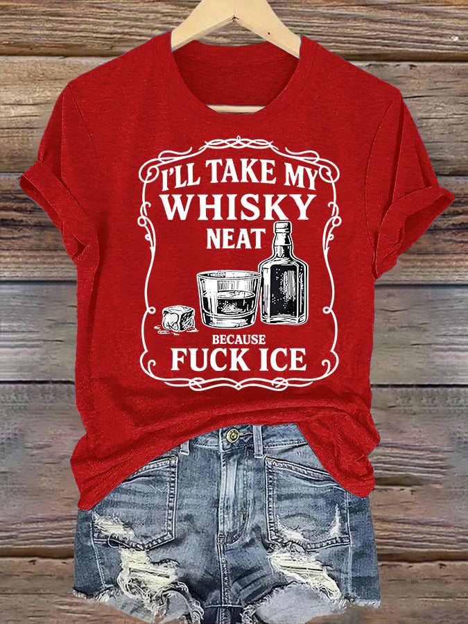Women's Whiskey F*ck ICE Abolish ICE Print T-Shirt