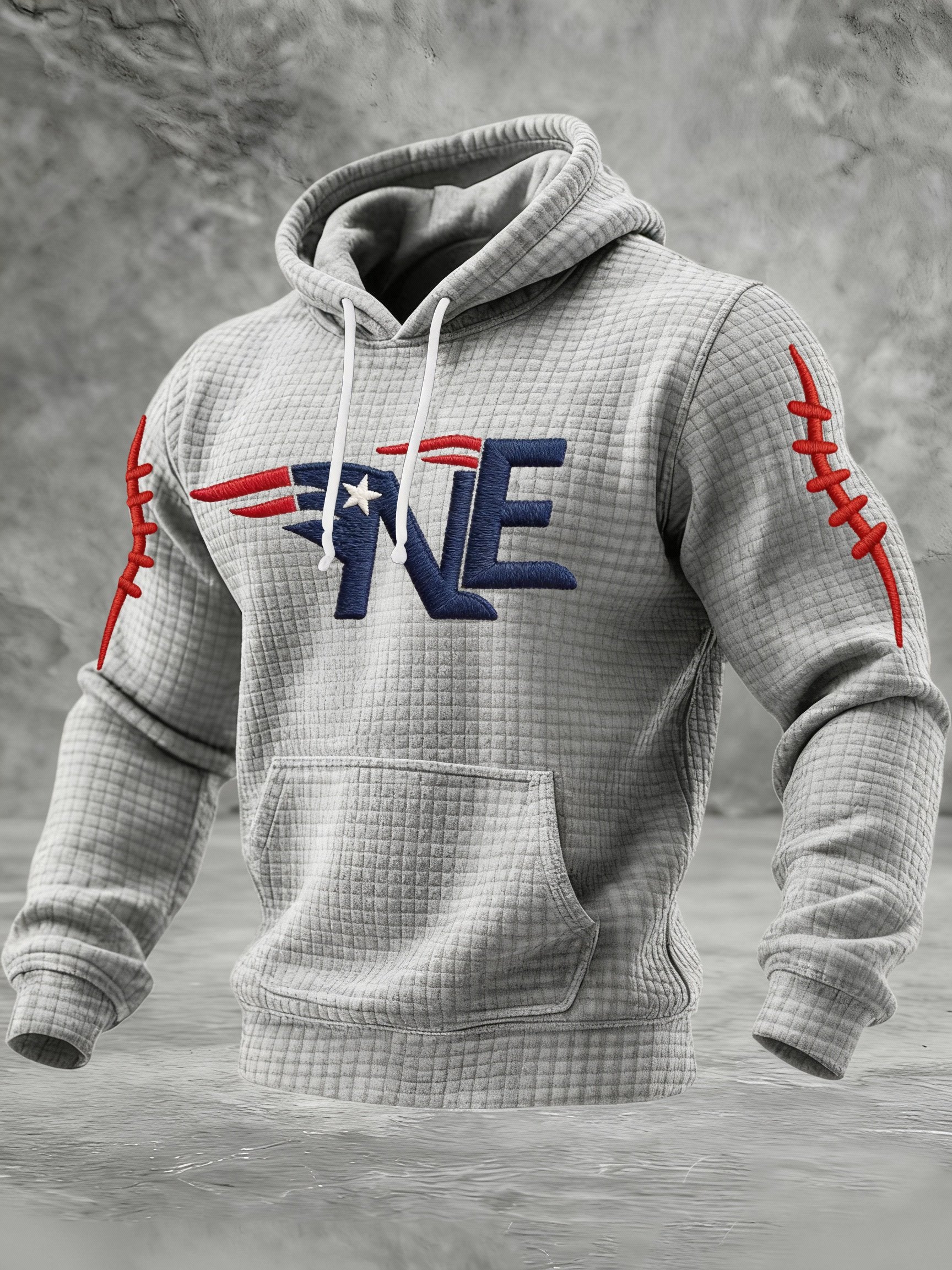 Menโs Football Graphic Plaid Hoodie Sweatshirt