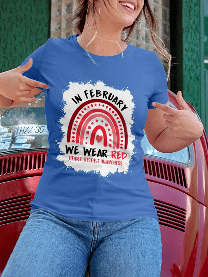 Women's Heart Disease Awareness Print T-shirt