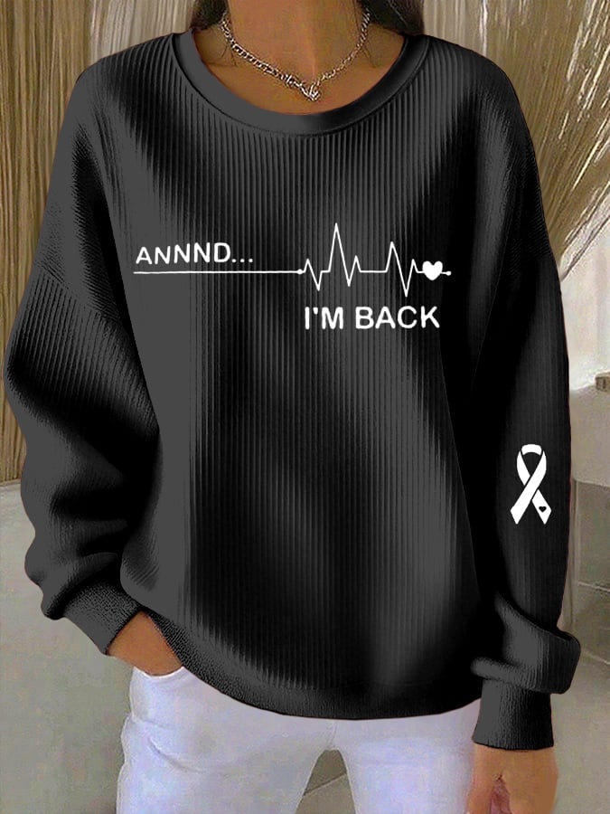 Women's Casual Heart Disease Awareness Print Sweatshirt