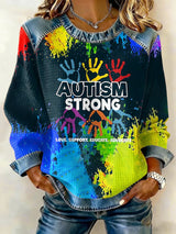 Women's Autism Strong Print Casual Sweatshirt