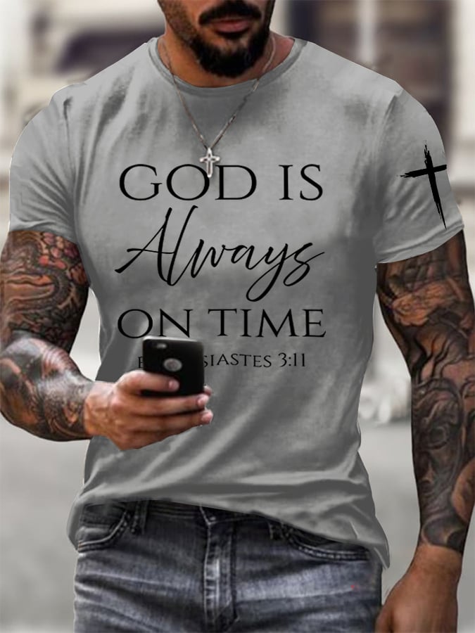 Men's God Is Always On Time Printed Shirt