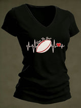 Women's Casual Heart Disease Awareness Printed Short-Sleeve T-Shirt