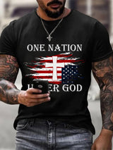 Men's casual faith graphic print short-sleeved T-shirt
