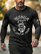 Men's Retro Faith Cross Print Crew Neck T-Shirt
