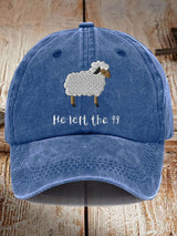 Unisex Distressed Washed Cotton Faith He Left The 99 To Rescue Me Hat