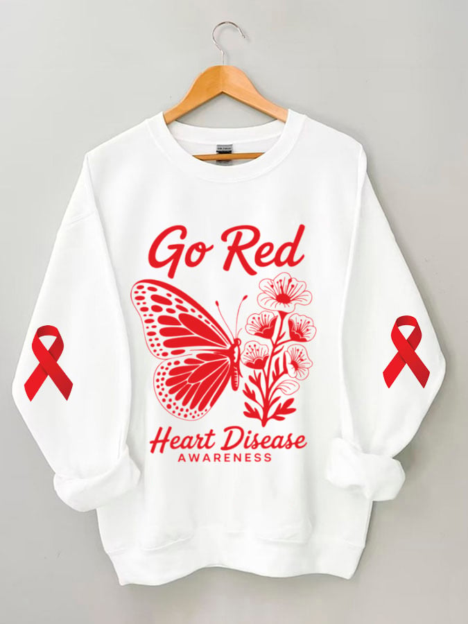 Women's Bella Canvas Go Red Heart Disease Awareness Sweatshirt