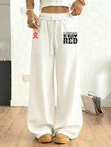 Women's Heart Disease Awareness Print Casual Trousers