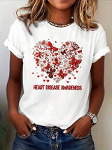 Women's Heart Disease Awareness Printed T-shirt
