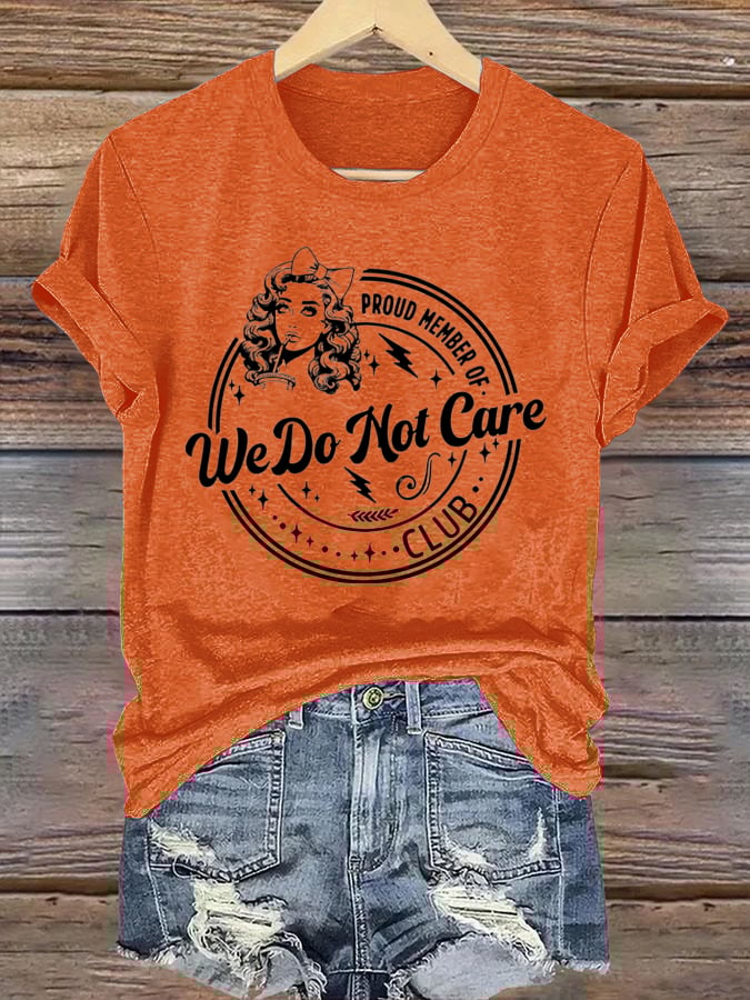 Women's  Round-Neck Retro Funny Proud Member Of WDNC Club We Do Not Care Menopause Perimenopause Print T-Shirt