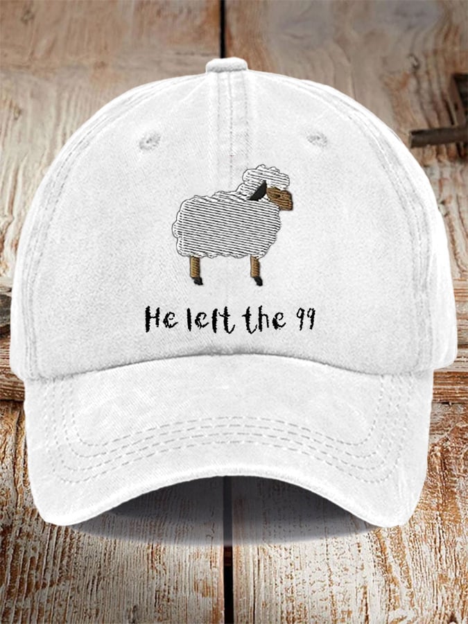 Unisex Distressed Washed Cotton Faith He Left The 99 To Rescue Me Hat