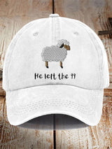 Unisex Distressed Washed Cotton Faith He Left The 99 To Rescue Me Hat