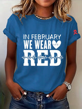 Women's Heart Disease Awareness Print T-shirt