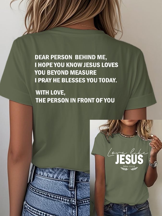 Women's Love Like Jesus Print Casual  T-Shirt