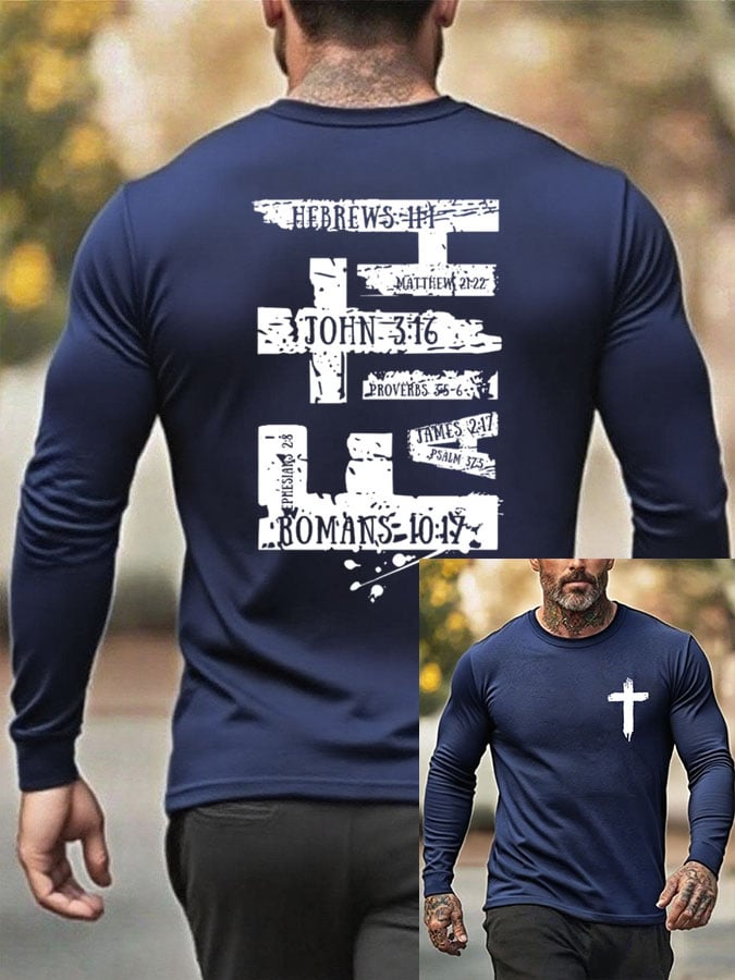 Men's Faith Cross Print Crew Neck T-shirt