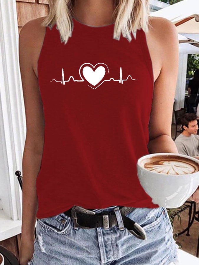 Women's Heart Disease Awareness Printed Vest