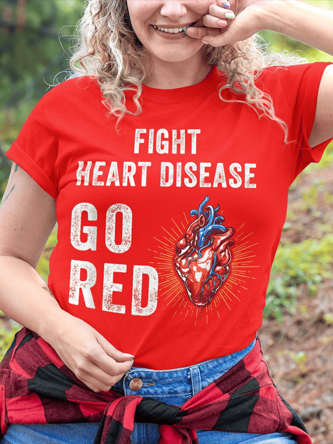 Women's Heart Disease Awareness Print T-shirt