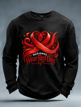 Men's casual heart disease awareness waffle-knit T-shirt