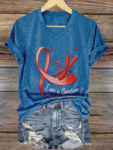 Women's Casual Heart Disease Awareness Printed Short-Sleeve T-Shirt