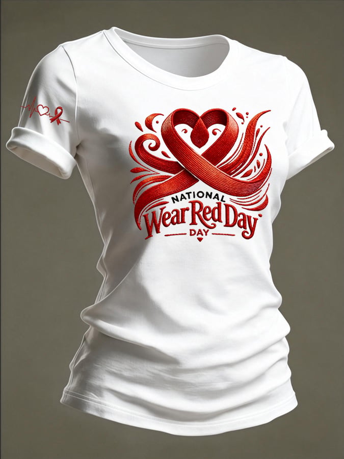 Women's Heart Disease Awareness Crewneck T-shirt