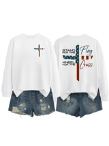 Women's  Stand For The Flag Kneel For The Cross  Print  Sweatshirt
