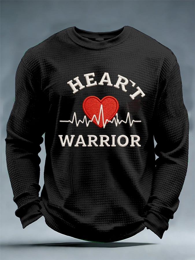 Men's casual heart disease awareness waffle-knit T-shirt