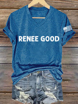 Women's Say Her Name Print V Neck T-shirt