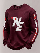 Men’s Football Graphic Waffle Knit Long Sleeve Crewneck  Top
