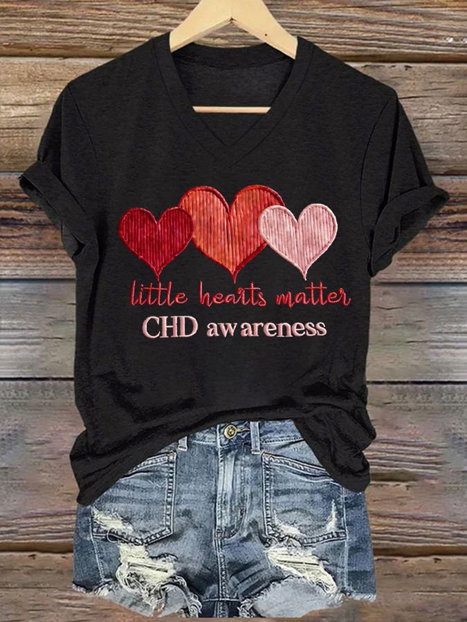 Women's Heart Disease Awareness Print T-shirt