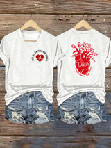 Women's Heart Disease Awareness Print T-shirt