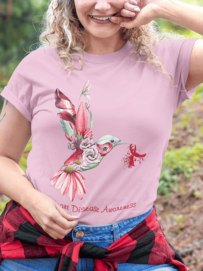 Women's Heart Disease Awareness Print T-shirt