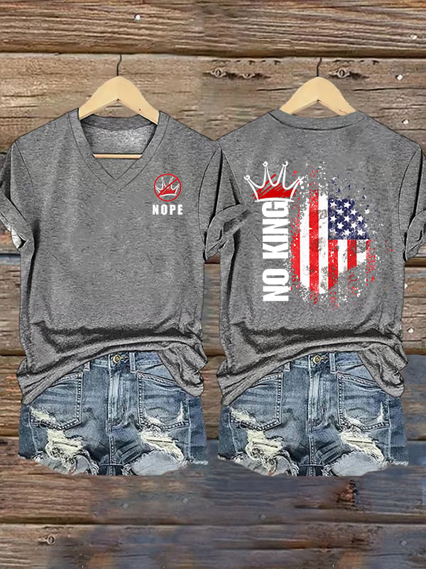 🔥Buy 3 Get 15% Off🔥Women's  NOPE No King American Flag  Print T-Shirt