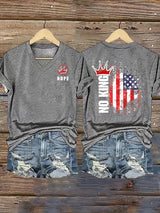 🔥Buy 3 Get 15% Off🔥Women's  NOPE No King American Flag  Print T-Shirt