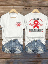 Women's Casual Heart Disease Awareness Printed Short-Sleeve T-Shirt