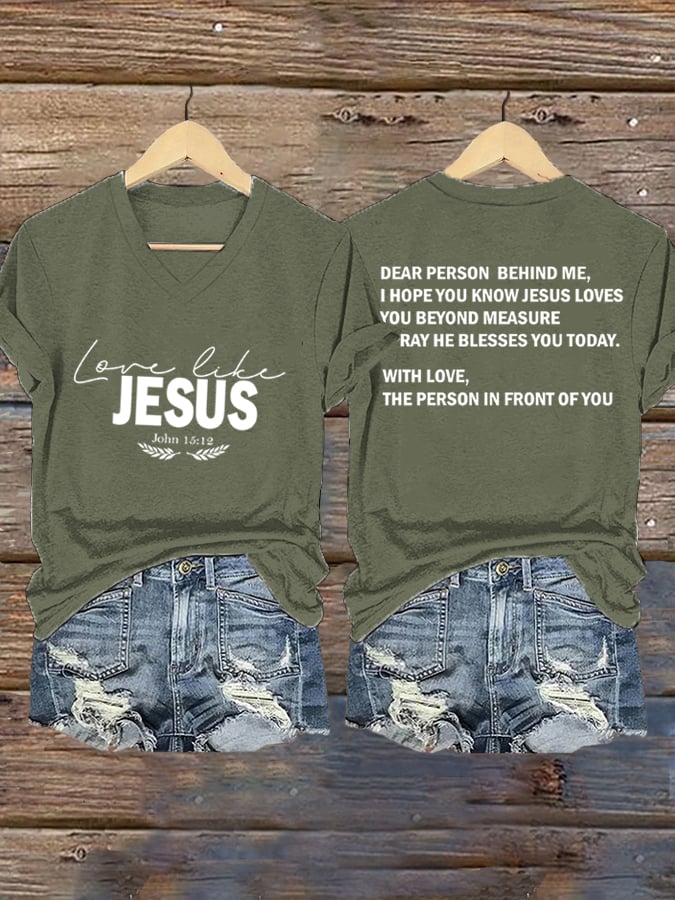 Women's Love Like Jesus Print Casual  T-Shirt