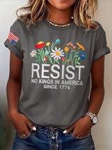 🔥Buy 3 Get 15% Off🔥Retro Resist No Kings In America Since 1776 Print T-Shirt